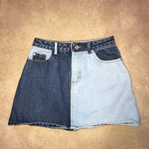 Missguided patchwork jean skirt